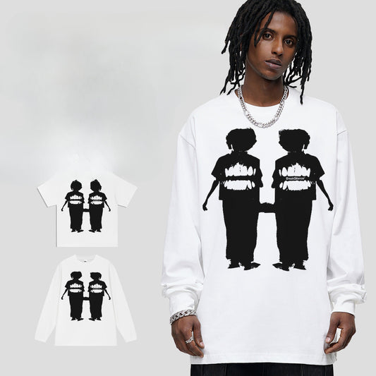 Vintage T-shirts Printed Short Sleeve T-Shirt Cotton Long Sleeve