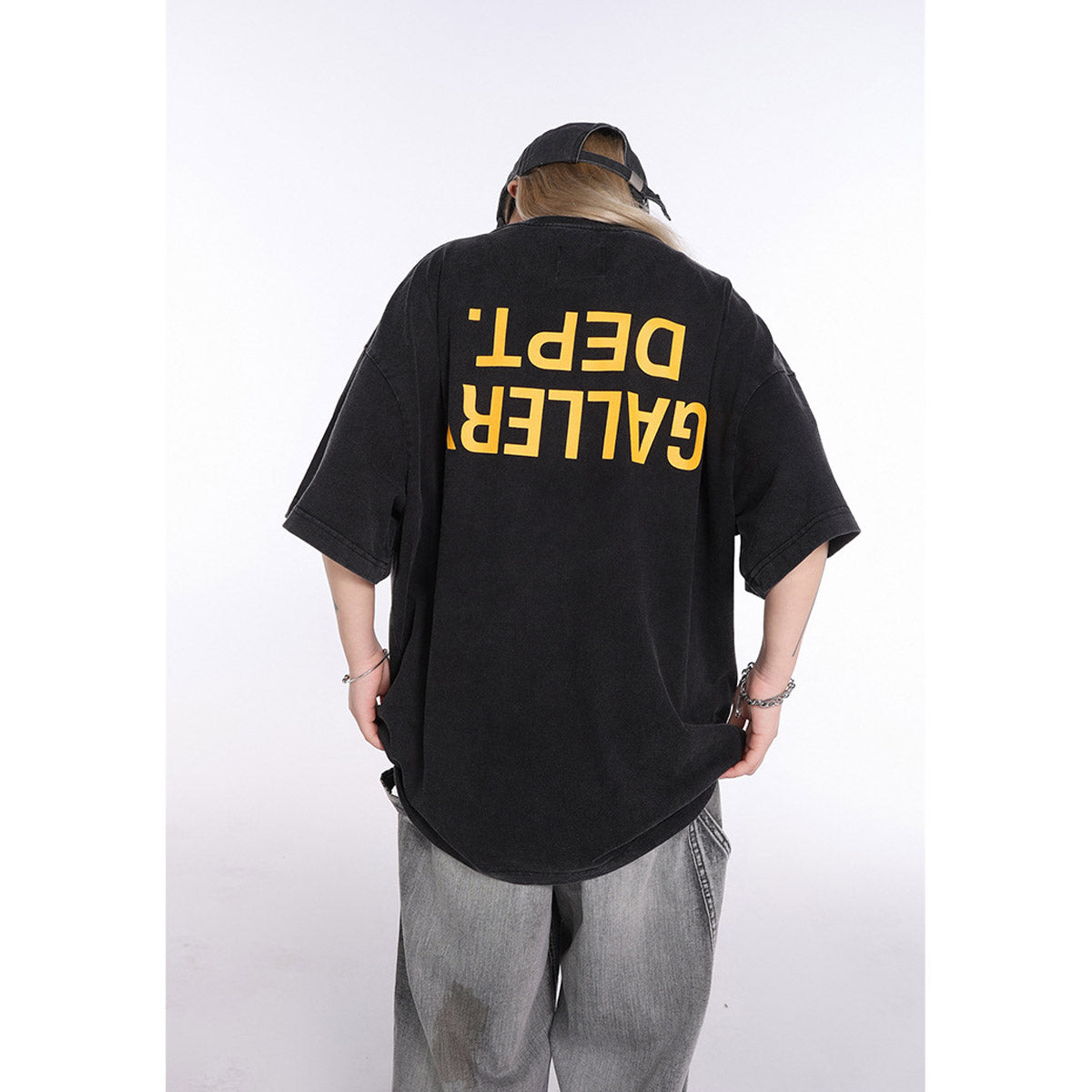 Unisex T-Shirts GALLERY DEPT Vintage Washed Mirror Letter Logo Tee