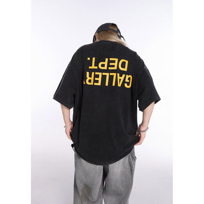 Unisex T-Shirts GALLERY DEPT Vintage Washed Mirror Letter Logo Tee