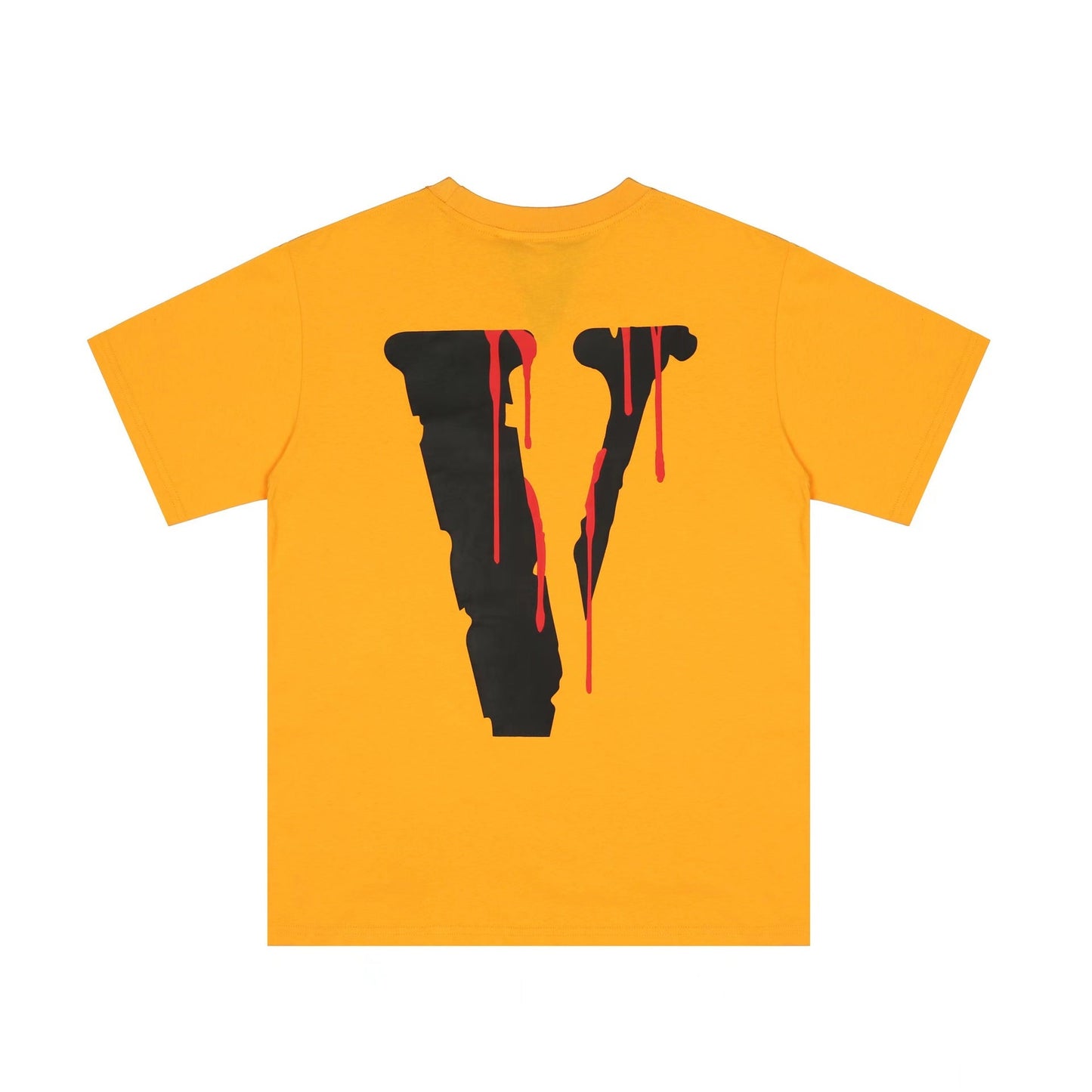 Vlone T Shirts Smiley Face Bleeding V Short Sleeve T-shirt Men and Women High Street Hip Hop Loose Half Sleeve