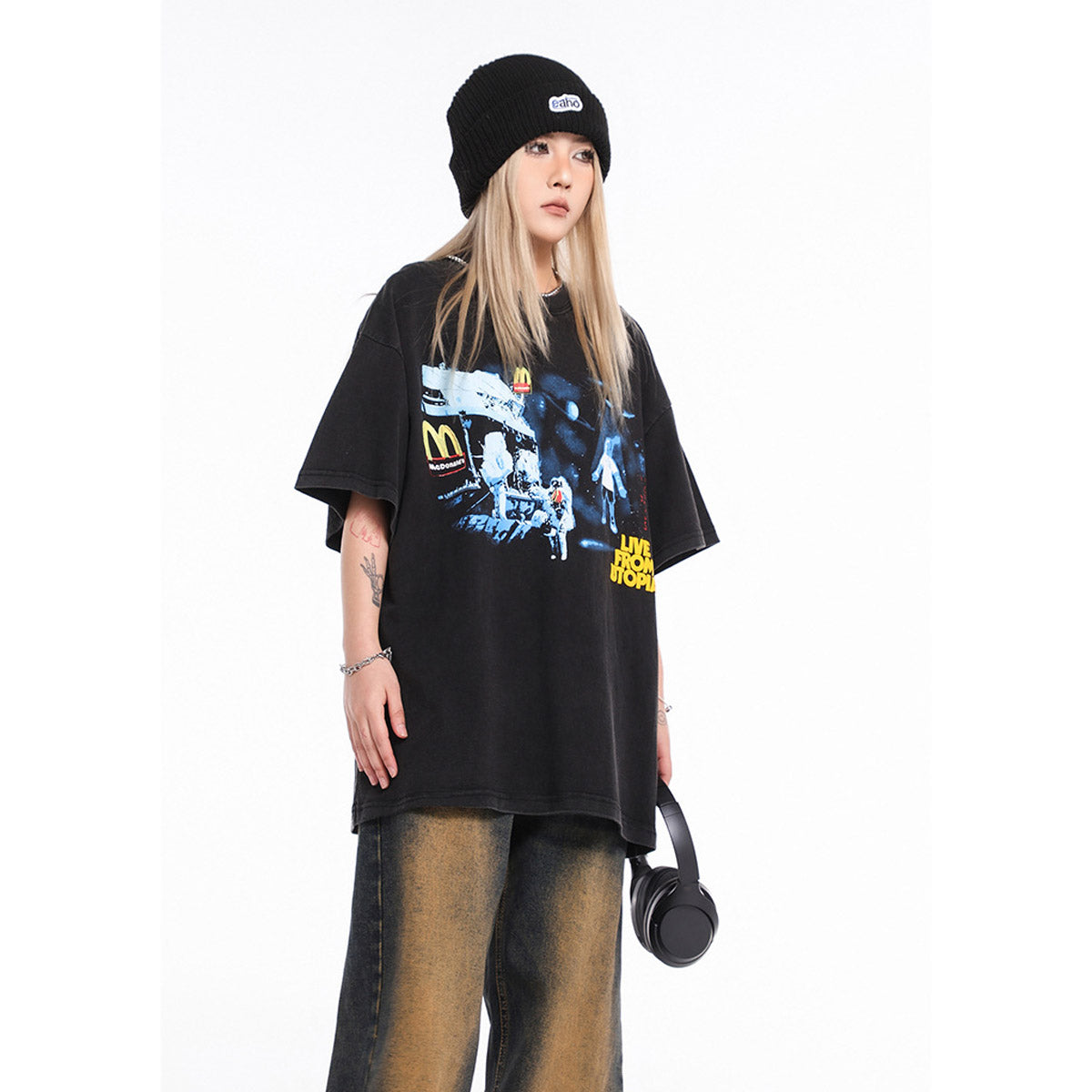 Unisex T-Shirts Travis Scott Crew Neck Short Sleeve Space T-Shirt