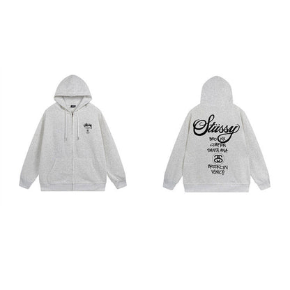 Stussy Hoodie Zip-Up Cardigan Fleece Hooded Sweater