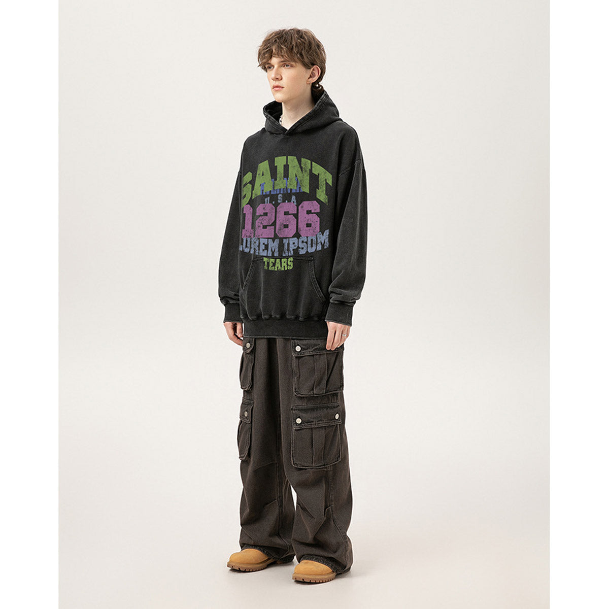 Unisex Hoodies Saint Michael Old Loose Hoodie
