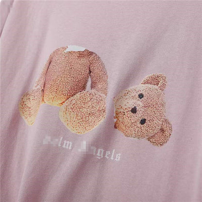 Palm Angels T Shirts Broken Bear Printed round Neck Short Sleeve T-shirt
