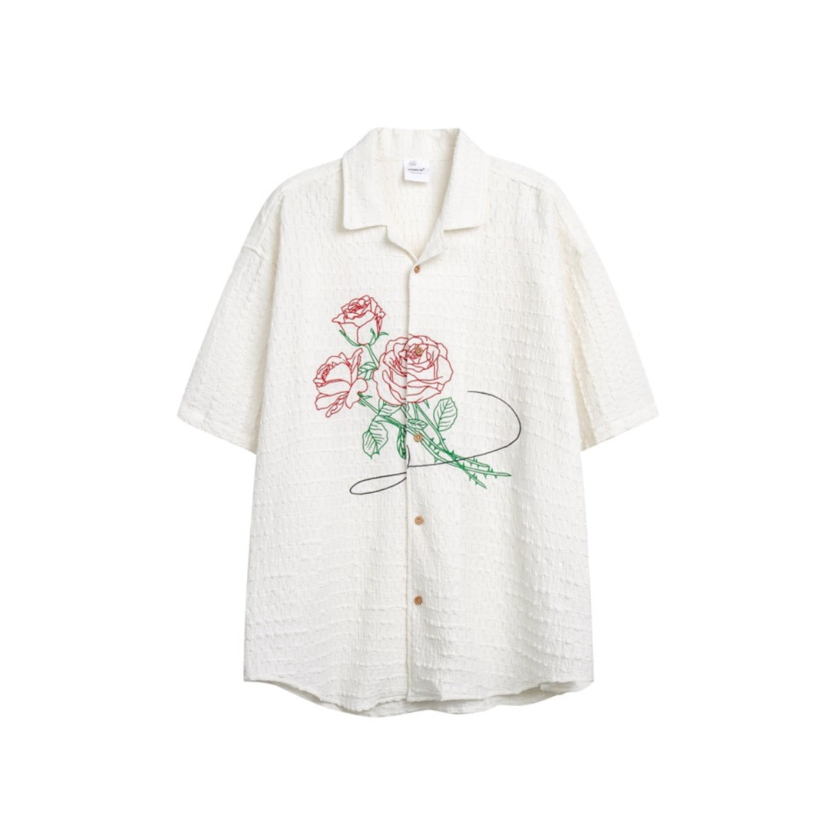 Unisex Shirt Loose Vacation Rose Embroidered Coat