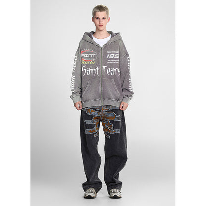 Unisex Hoodies Saint Michael Trendy Old Loose Hoodie