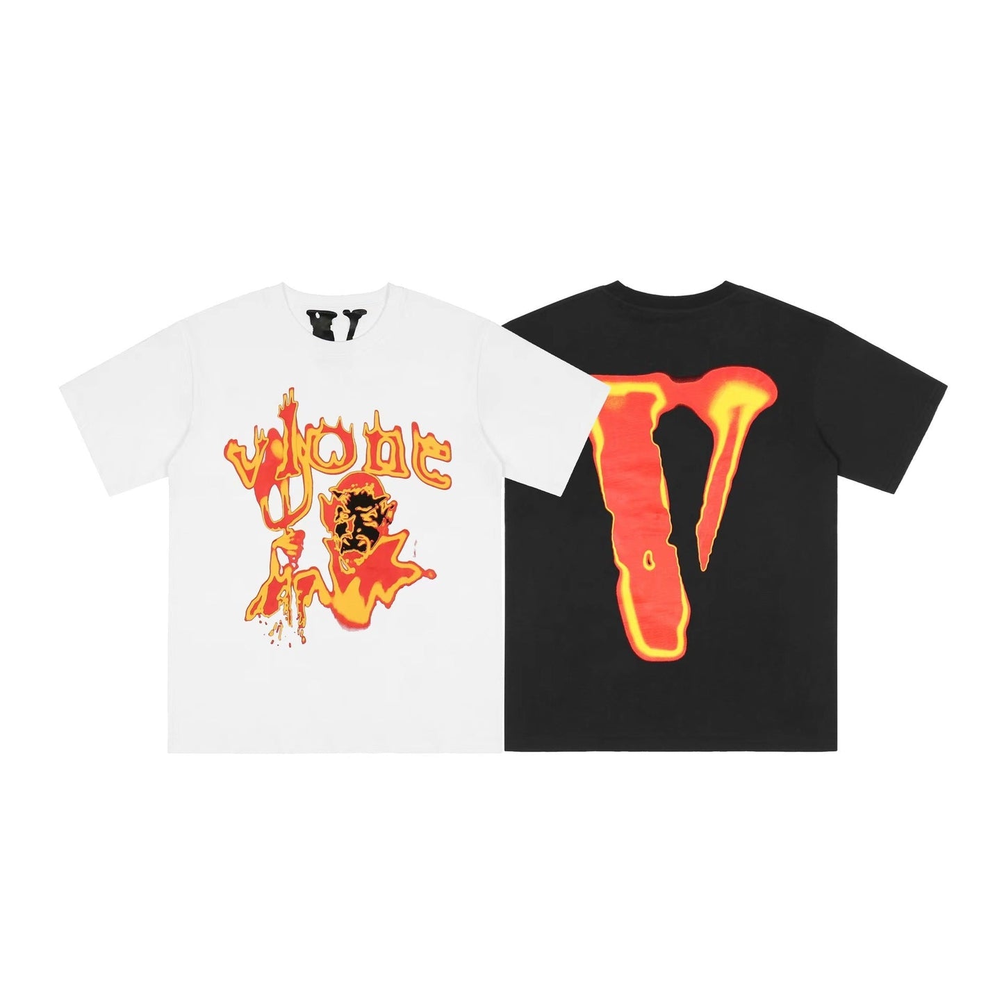 Vlone T Shirts Devil Messenger Large V Printed Short Sleeve T-shirt Men and Women Couple Hip Hop Half Sleeve
