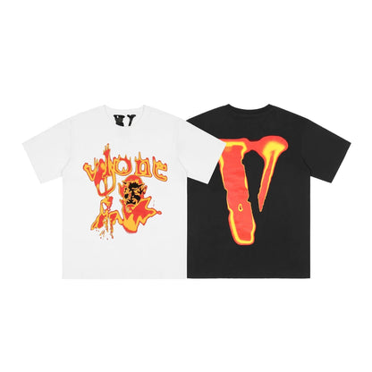 Vlone T Shirts Devil Messenger Large V Printed Short Sleeve T-shirt Men and Women Couple Hip Hop Half Sleeve