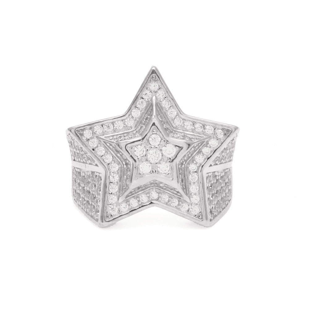 Rings Rap Pentagram Ring Copper Zircon St. Valentine's