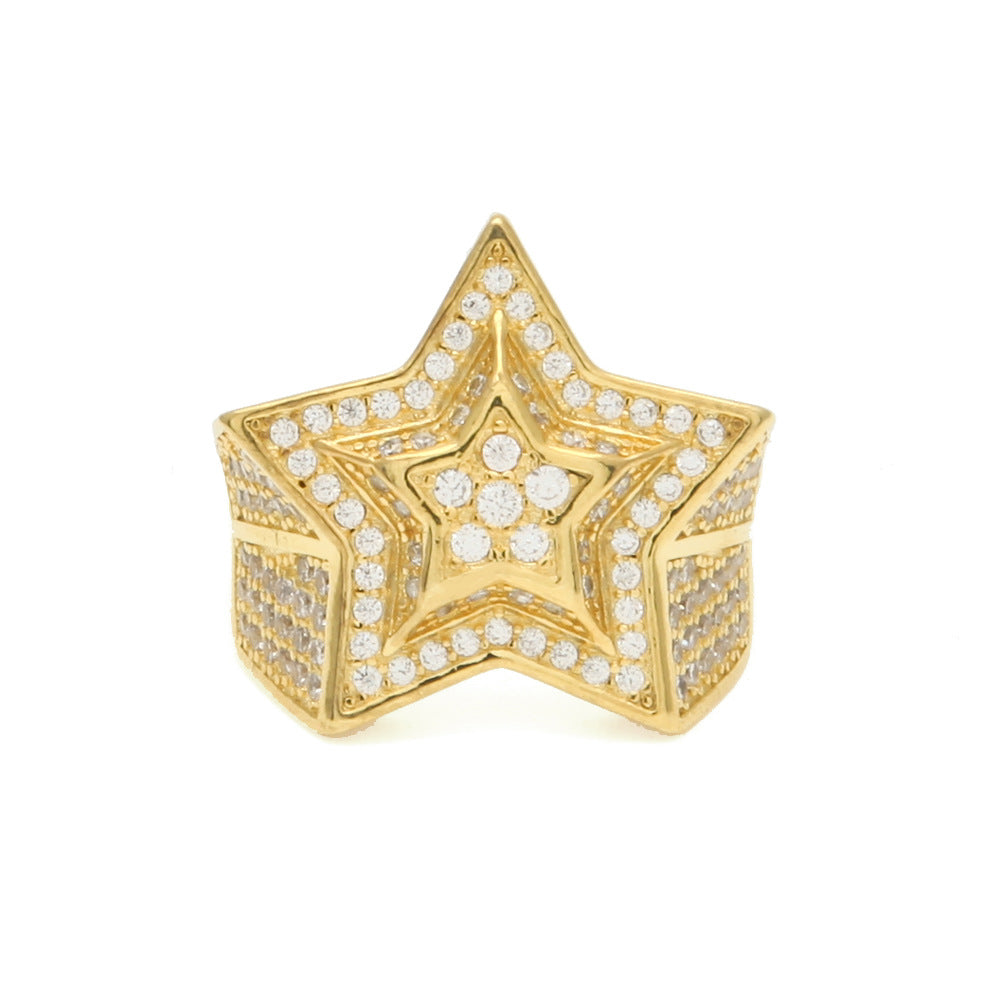 Rings Rap Pentagram Ring Copper Zircon St. Valentine's