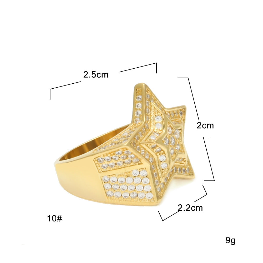 Rings Rap Pentagram Ring Copper Zircon St. Valentine's