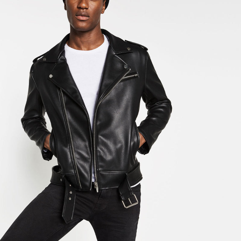 Men Motorcycle Jacket Imitation Leather Motorcycle Jacket
