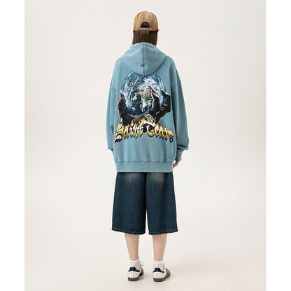 Unisex Hoodies Saint Michael Old Casual Loose Sweater