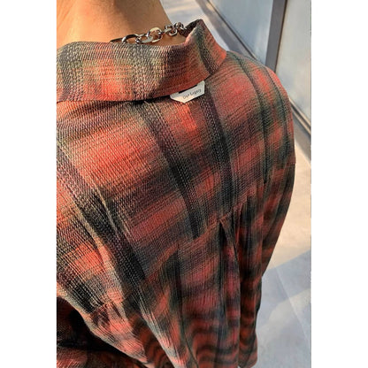 Unisex Shirts Our Legacy Rose Checked Casual Loose Shirt