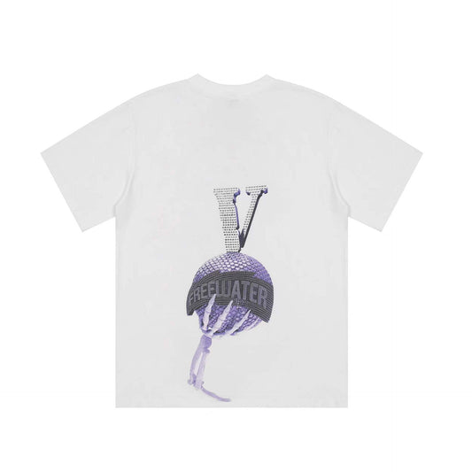 Vlone T Shirts Skull Palm Diamond Large V Printed Short Sleeve Men and Women Couple High Street Half Sleeve