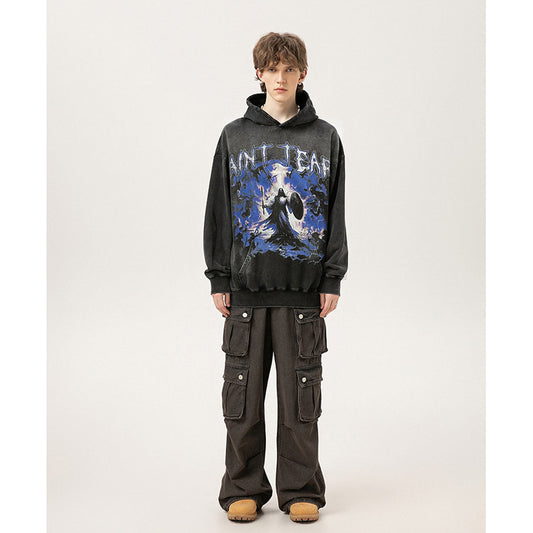 Unisex Hoodies Saint Michael Distressed Loose Hoodie