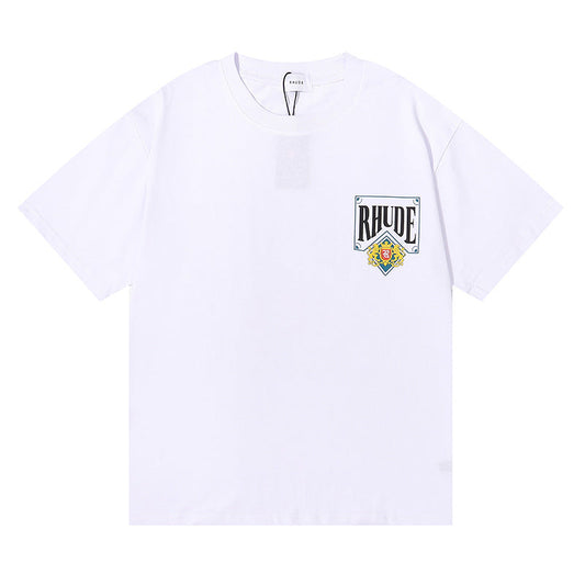 Rhude T Shirt Playing Cards Printed Hip Hop Men and Women Casual Loose