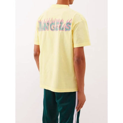 Palm Angle T Shirts Flame Letter Logo Printed Short Sleeve