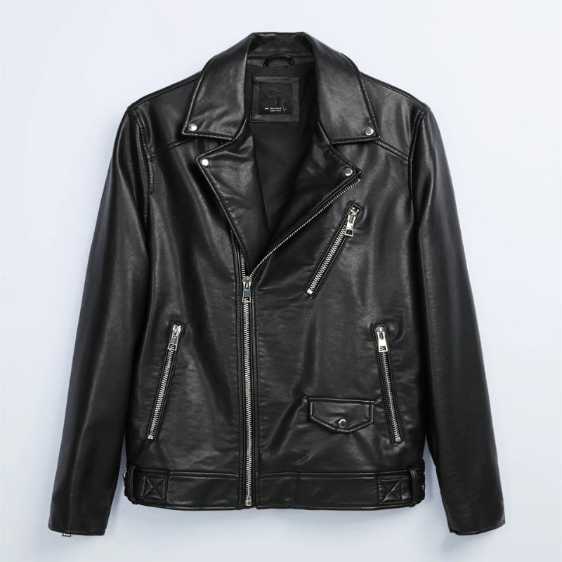 Men Motorcycle Jacket Autumn Imitation Leather Motorcycle Back Printed Jacket Coat 3427/411