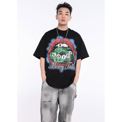 Unisex T-Shirts Saint Michael Vintage Lip Abstract Print Short Sleeve