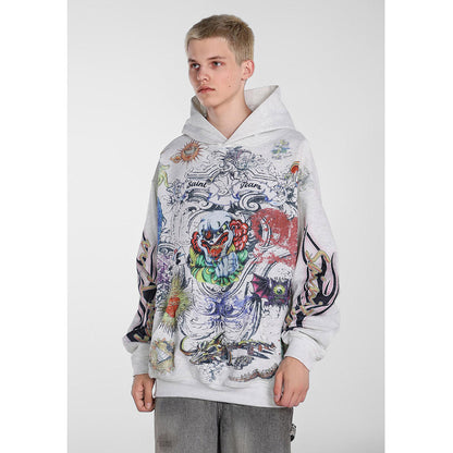 Unisex Hoodies Saint Michael Abstract Painted Graffiti Casual Loose Hoodie