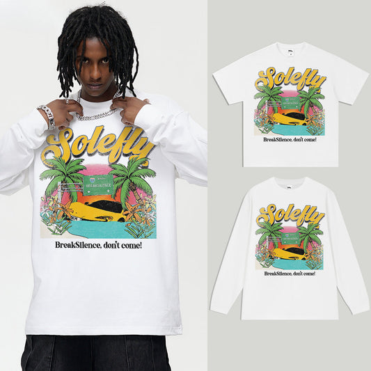 Vintage T-shirts Hawaiian Ferrari, printed short-sleeved t-shirt street cotton