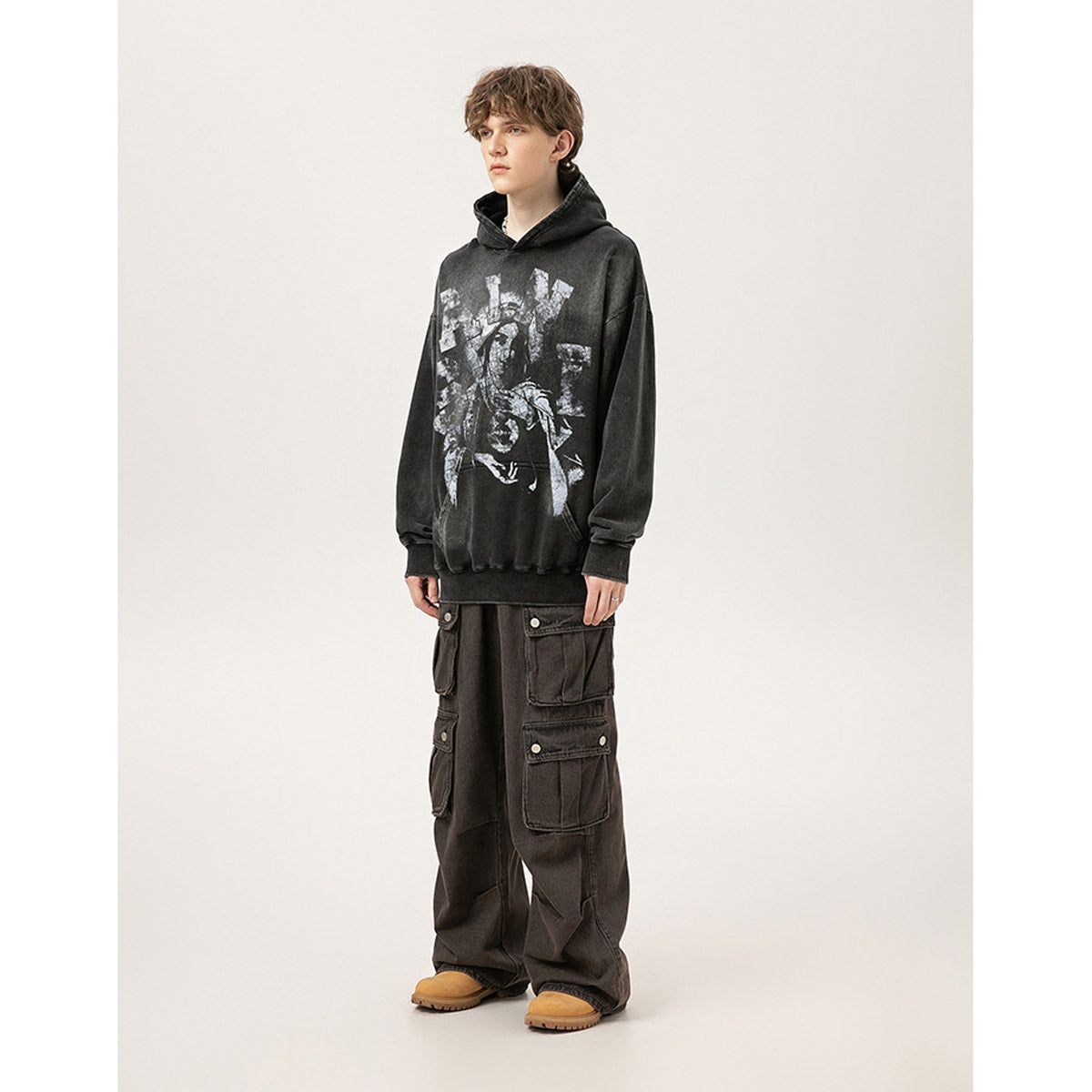 Unisex Hoodies Saint Michael Distressed Loose Hoodie