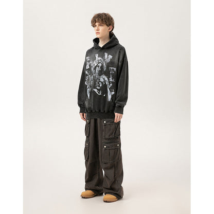 Unisex Hoodies Saint Michael Distressed Loose Hoodie