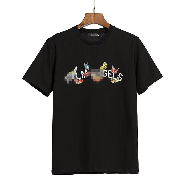 Palm Angels T Shirts Angel Letter Butterfly Print Short Sleeve T-shirt Loose