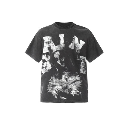 Unisex T-Shirts Wash Vintage Jesus Print Saint Michael Vintage Tee