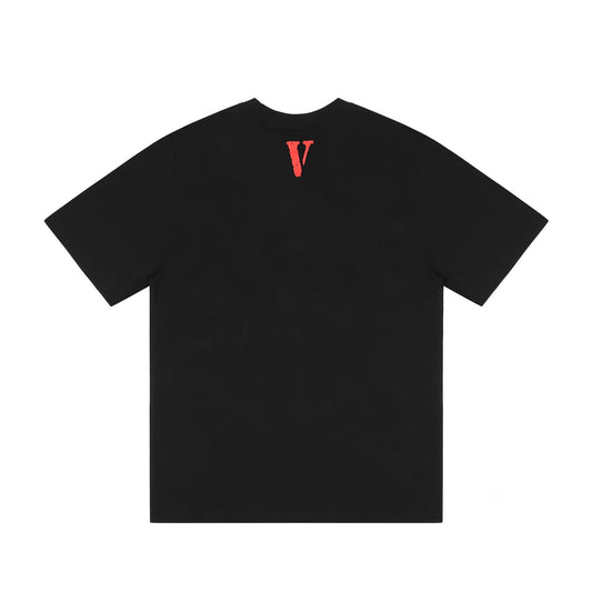 Vlone T Shirt Character Print Short Sleeve T-shirt Men and Women Couple High Street Wide Loose Large V Half Sleeve
