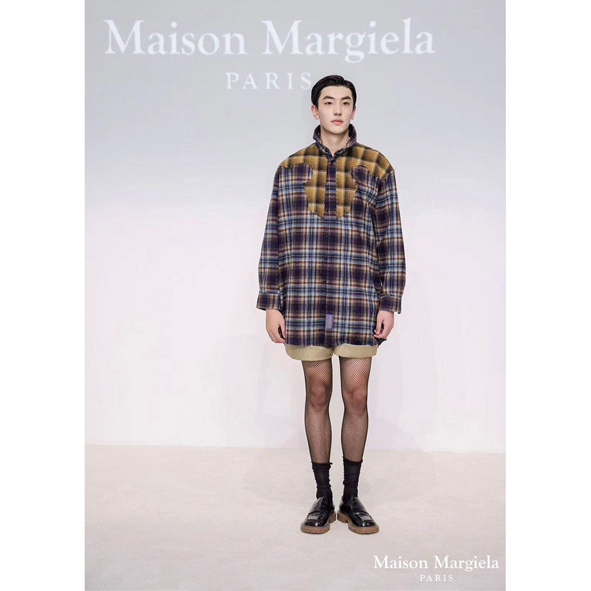 Unisex Shirts Vintage Plaid Shirt Splicing Loose Jacket