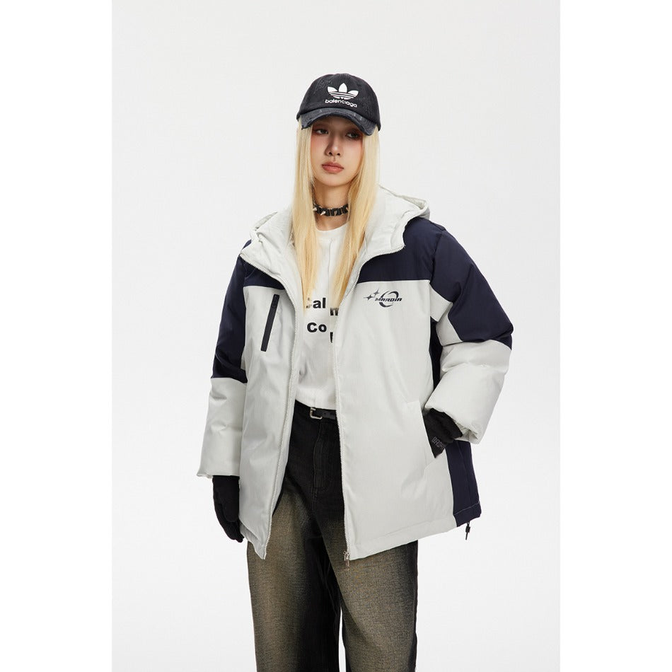 Unisex Coat Hooded Cotton-Padded Coat Loose and Warm Coat