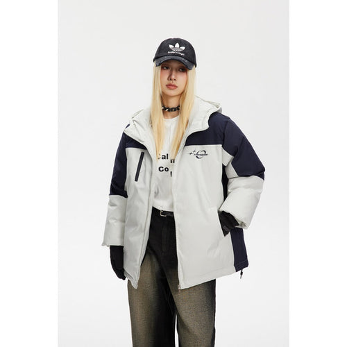 Unisex Coat Hooded Cotton-Padded Coat Loose and Warm Coat