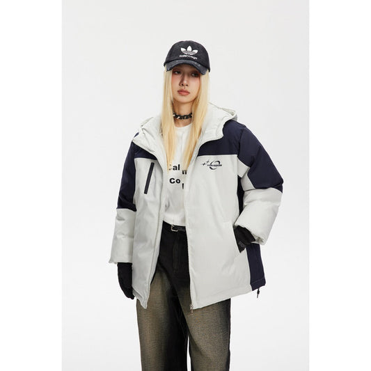 Unisex Coat Hooded Cotton-Padded Coat Loose and Warm Coat