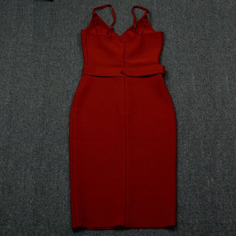 Women's Evening Dress Strap Belt Dress Sexy Slim Fit Bandage Dress