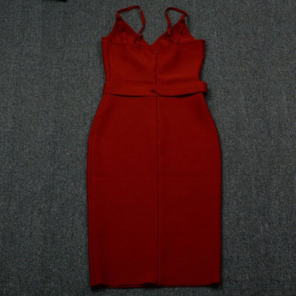 Women's Evening Dress Strap Belt Dress Sexy Slim Fit Bandage Dress