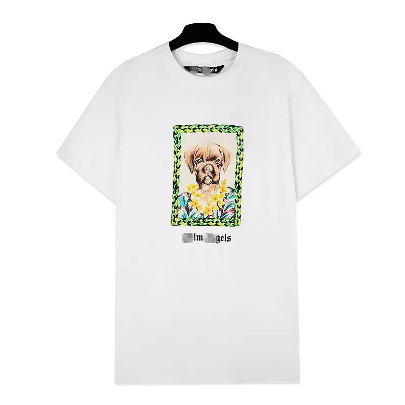 Palm Angels T Shirts Art Flower Short Sleeve T-shirt Men and Women Loose Half Sleeve