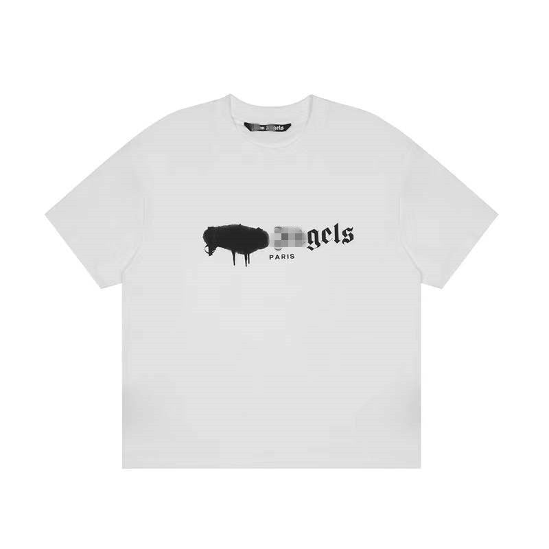 Palm Angels T Shirts Angel Splash Paint Letter Print Loose Short Sleeve T-shirt Half Sleeve Shirt