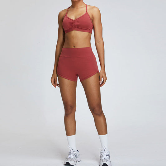 Women Yoga Set  Outdoor Quick-Drying Running Exercise Shorts Suit