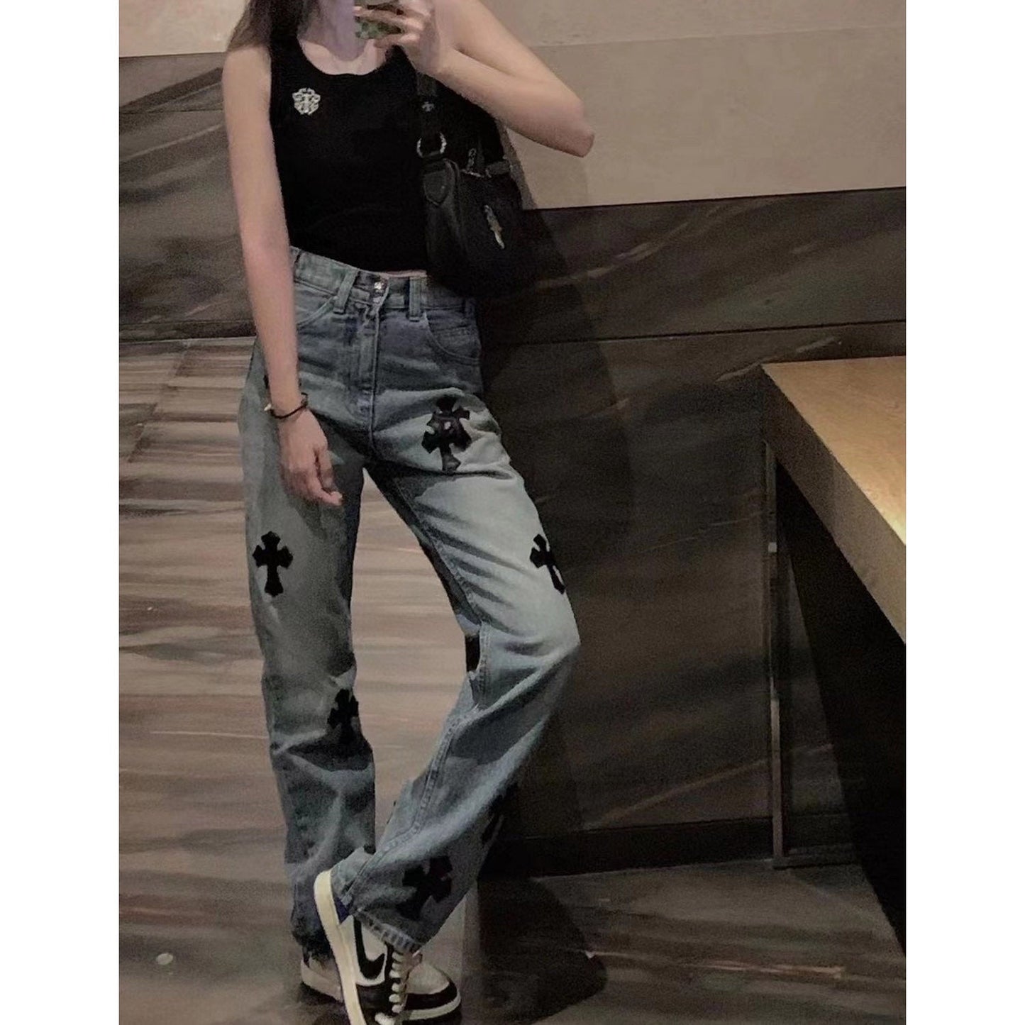 CHH Chrome Hearts Jeans Unisex Casual Loose Jeans