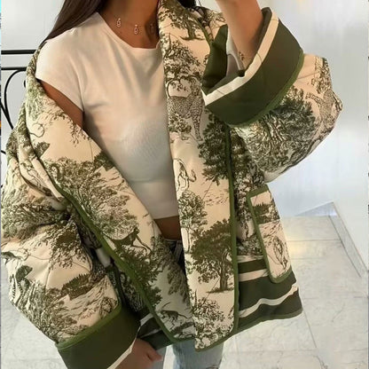 Women Cotton Coat Double Pocket Jacket Fashion