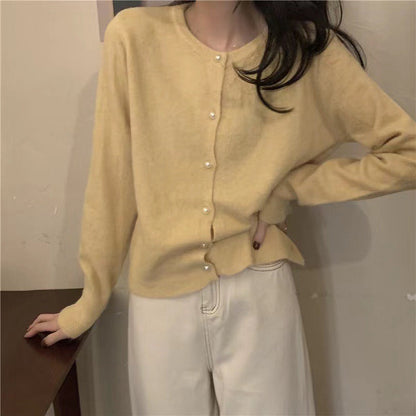Women Knitwear Spring and Autumn Vintage Sweater round Neck Cardigan Jacket