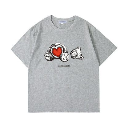 Palm Angels T Shirts Palm Angels Love Teddy Bear Printed Short Sleeve T-shirt