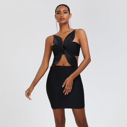 Women's Evening Dress Sexy Cutout Midriff Outfit Hip Skirt Bandage Dress