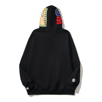 Solid Color Designer Shark Pullover Hoodie – Y2K Style Streetwear Made with High-Quality Material