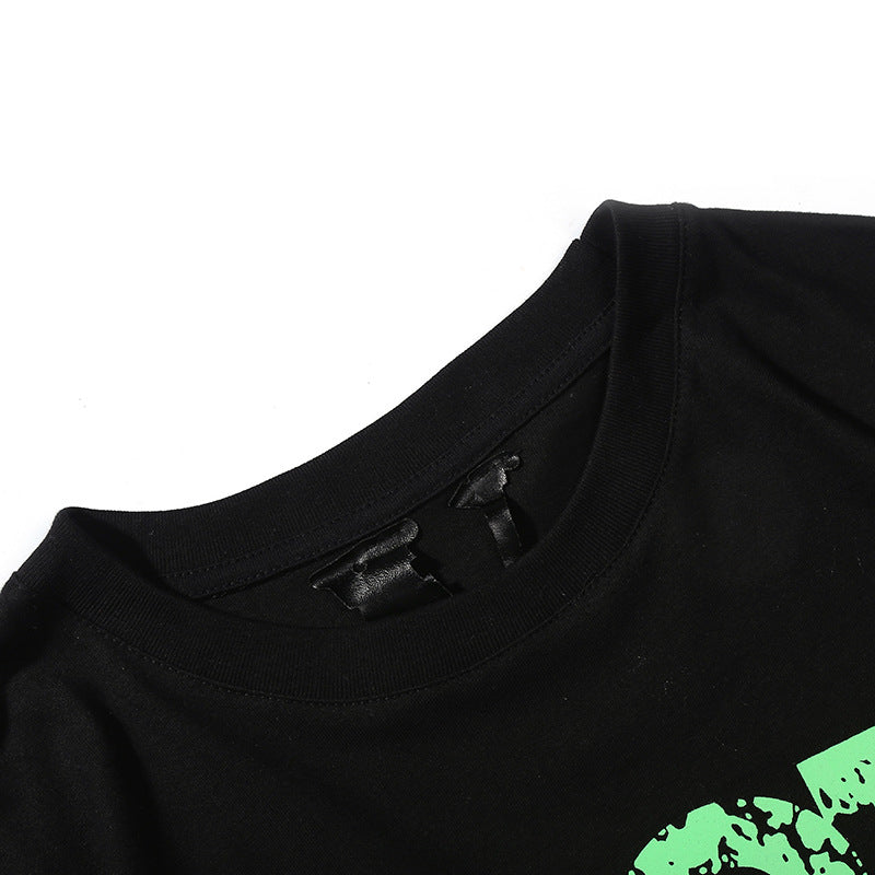 Vlone T Shirts Philadelphia Music Festival Limited Green Large V-neck Print Short Sleeve Loose T-shirt for Men and Women