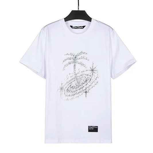 Palm Angels T Shirts Angel Starry Sky Fireworks Short Sleeve T-shirt Men's Loose Half Sleeve