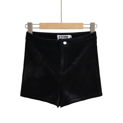Women Skirt Spring Slim-Fitting Stretch Black Velvet Sheath Shorts