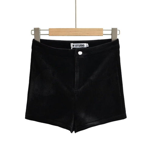 Women Skirt Spring Slim-Fitting Stretch Black Velvet Sheath Shorts